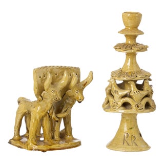 Dovecote Candlestick and Ox Yoke by Rosa Ramalho, Set of 2 For Sale