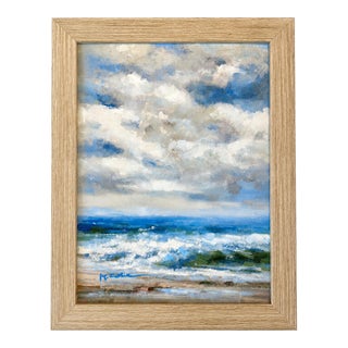 Seascape Ocean Waves Dramatic Stormy Impressionist Coastal Original Oil Painting by H. Cole For Sale
