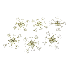 Vintage Capiz Shell and Gold Wire Snowflake Christmas Ornaments, Set of 6