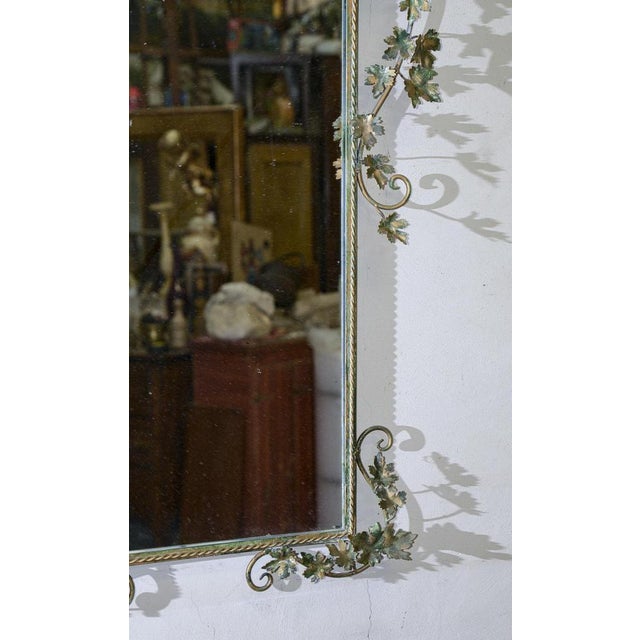 1950s Hand-Painted Metal Wall Mirror with Vine Leaf Motives For Sale - Image 5 of 18