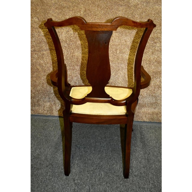 Brown Antique Mahogany Boudoir Armchair Edwardian Inlaid Marquetry Accent Side Chair For Sale - Image 8 of 13