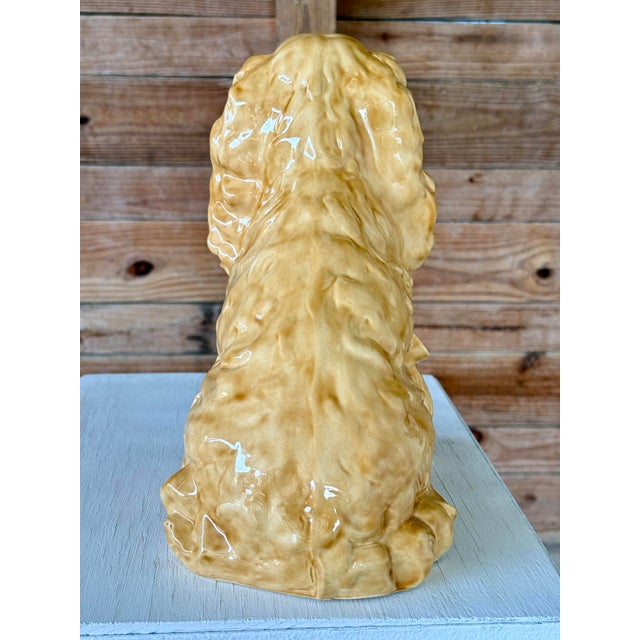 Traditional Vintage Boho Regency Handcrafted Ceramic Glazed Spaniel Dog Sculpture For Sale - Image 3 of 12