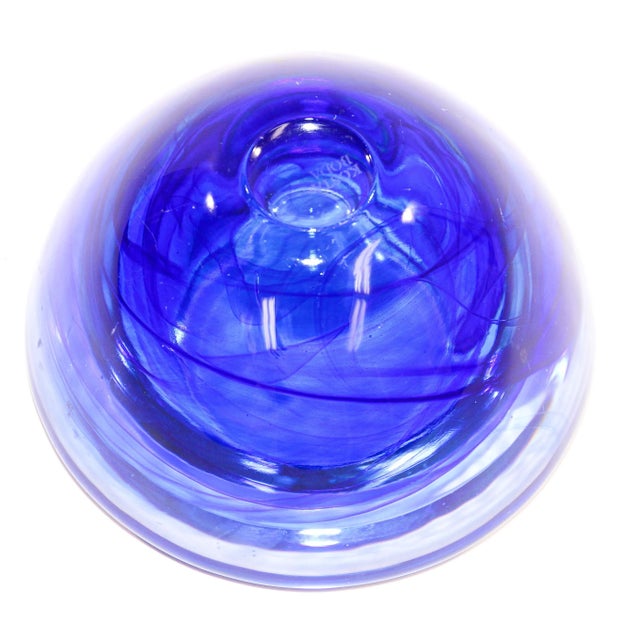 Blue Kosta Boda Royal Blue Crystal Candle Holder by Anna Ehrner, 1990's For Sale - Image 8 of 11