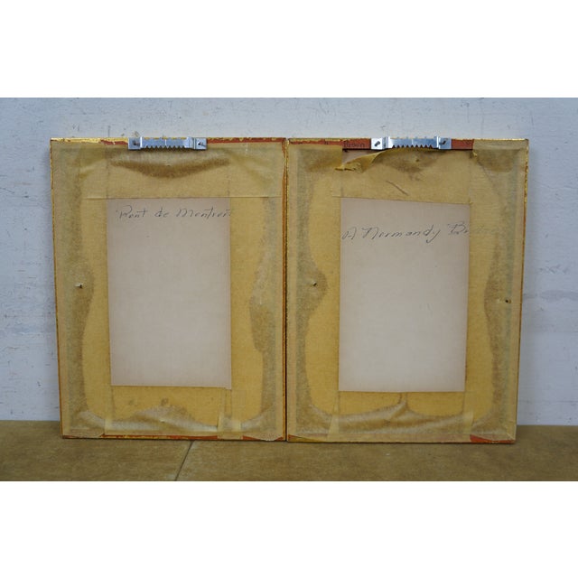Mid Century Helen McRae Architectural Watercolor City Landscape Paintings 9" - Set of 2 For Sale - Image 12 of 12