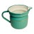 Vintage Large Enamelware Pitcher Aqua With White Interior Double Gold Stripes For Sale