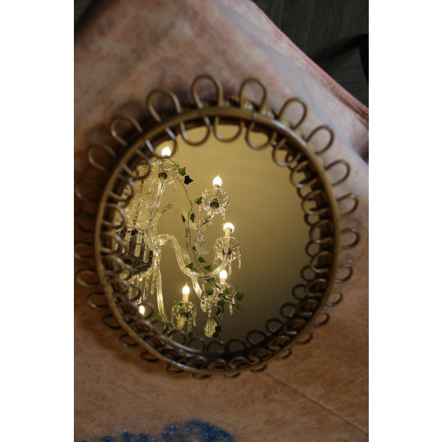 Brown Vintage Rattan and Bamboo Mirror, 1960s For Sale - Image 8 of 14