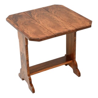 Art Deco Figured Walnut Occasional Drop Leaf Side Table, 1930 For Sale