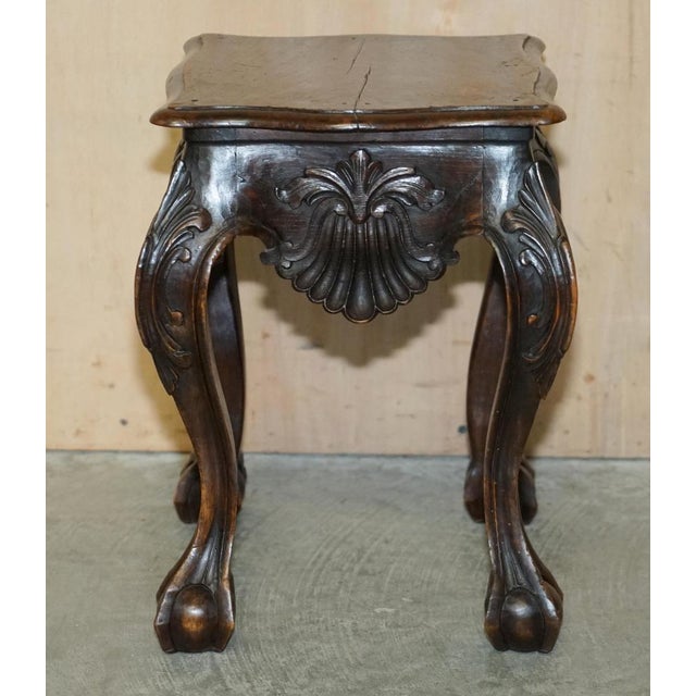 Hand Carved Hardwood Claw & Ball Side Tables, 1900s, Set of 2 For Sale - Image 17 of 18