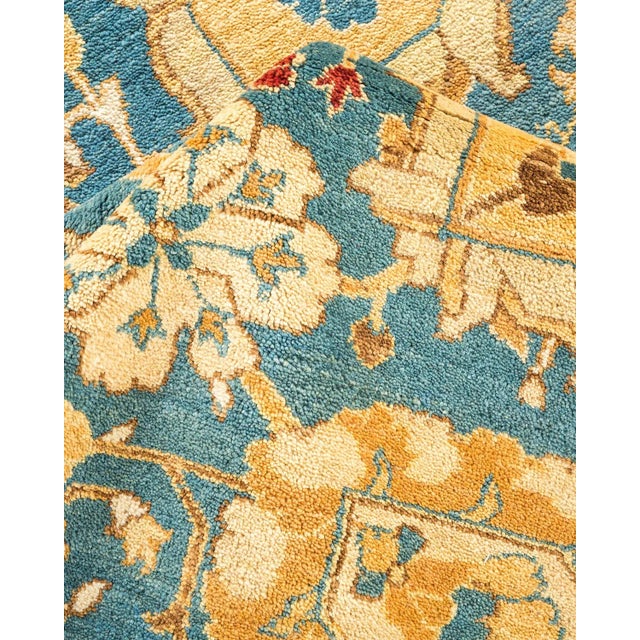 Textile Vintage Traditional Hand Knotted Wool Area Rug, Blue - 6'1" X 9'1" For Sale - Image 7 of 9