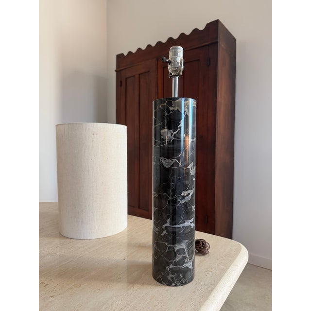 Mid-Century Modern Robert Sonneman Cylindrical Marble Lamp For Sale - Image 3 of 17