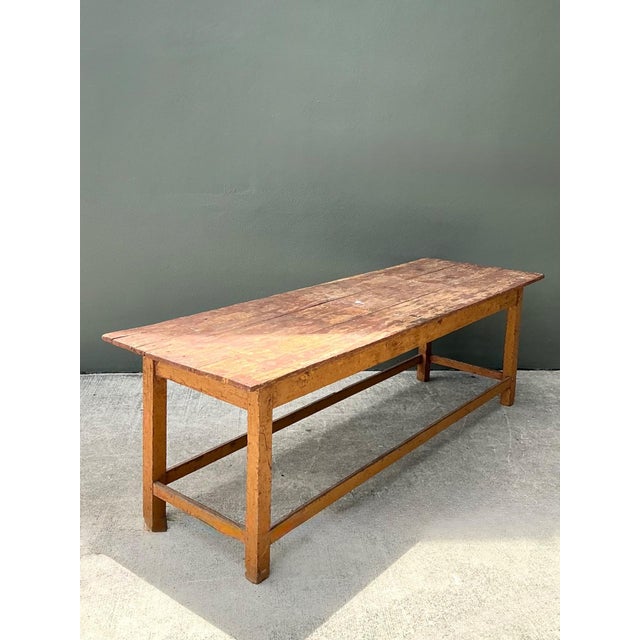 Vintage Belgian Monumental Rustic Wood Farm Table For Sale - Image 4 of 10