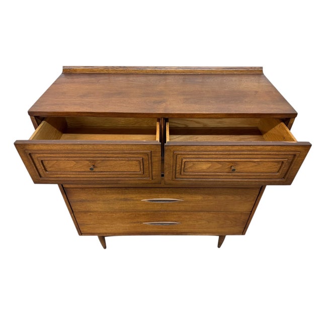1960s Mid-Century Modern Broyhill Sculptra Walnut High Chest For Sale - Image 5 of 10