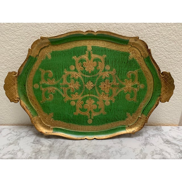 Vintage Midcentury Florentine Wood Decor Tray For Sale - Image 9 of 9