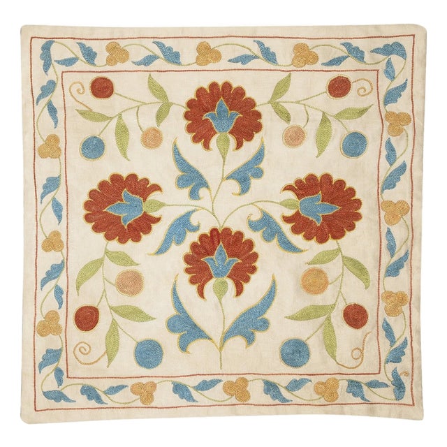 20"x20" Modern Cushion Cover Made of Silk. Embroidered Pillow. New Throw Pillow For Sale