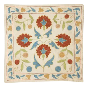 20"x20" Modern Cushion Cover Made of Silk. Embroidered Pillow. New Throw Pillow