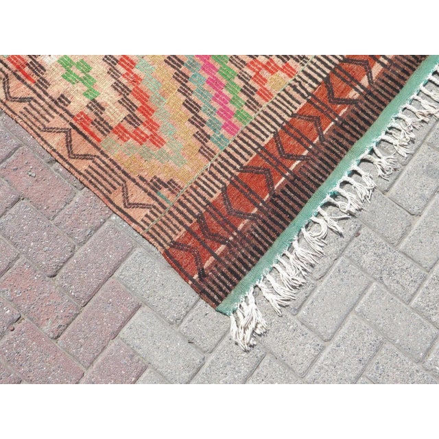 1960s Vintage Turkish Handmade Kilim Rug - 74"x114" For Sale - Image 11 of 12