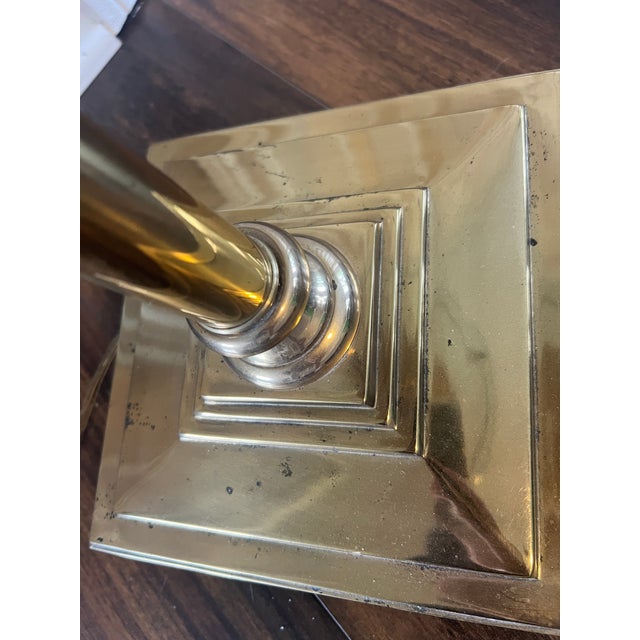 1970s Mid-Century Modern Rembrandt Brass Bouillotte Floor Lamp With Glass Table For Sale - Image 12 of 15