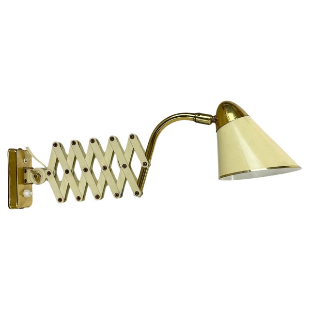 Scissors Wall Light in Brass and Metal from Sis Leuchten, Germany, 1950s For Sale