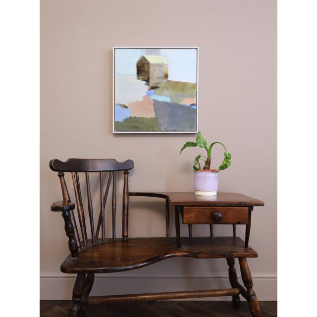 Mid-Century Modern Mid-Century Modern 'House Above the Fields' Vintage Original Abstract Landscape Oil Painting, Framed For Sale - Image 3 of 14
