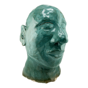 Ceramic Studio Art Bust in Verde Glaze From the Jonathan Parks Estate, Santa Fe