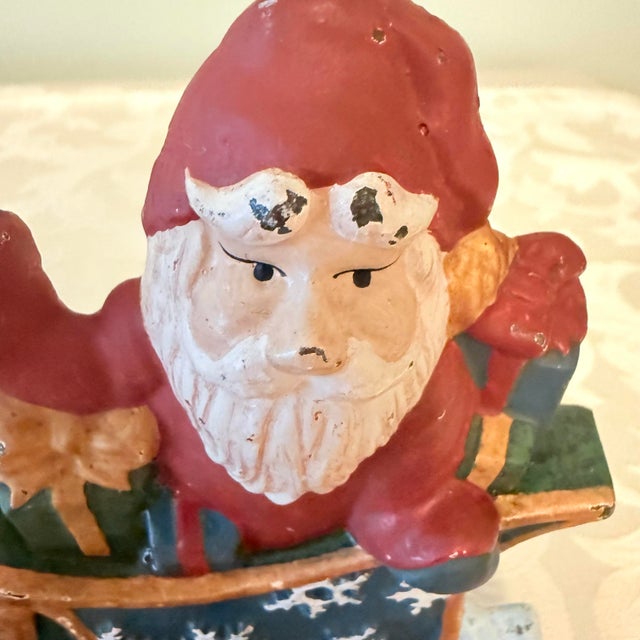 Late 20th Century 1990s Cast Iron Santa and Snowman Cast Iron Stocking Holders, a Set of 4 For Sale - Image 5 of 8
