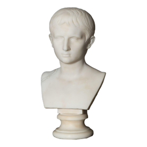 Grand Tour Antique Italian Carved Marble Bust of Young Caesar Augustus
