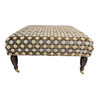 Edward Ferrell Ltd. Multicolor Ottoman Carved Wood Legs on Casters For Sale