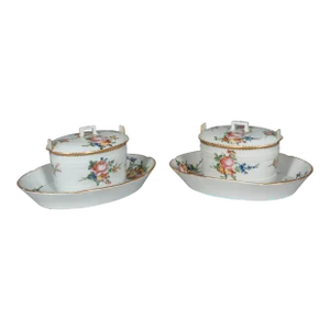 Louis XVI Porcelain Footed Butter Tubs - A Pair