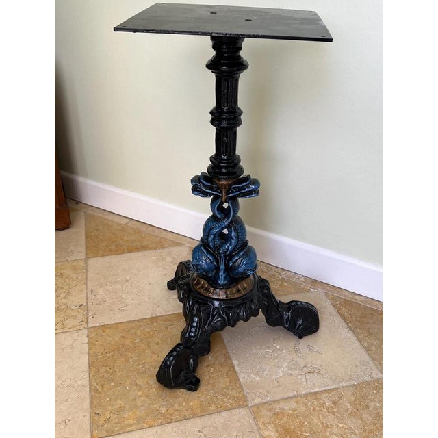 Black Hand-Painted Cast Iron Sea Monster Pub Occasional Table For Sale - Image 8 of 10