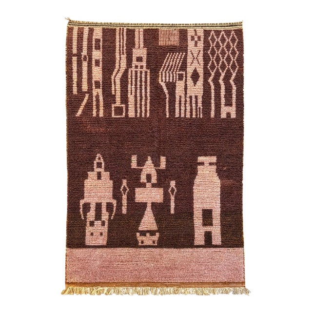 Moroccan Rug in Pink and Brown Color For Sale