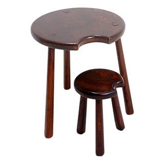 Vintage Brutalist Tripod Tables, Set of 2 For Sale