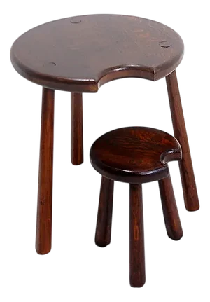 Vintage Brutalist Tripod Tables, Set of 2