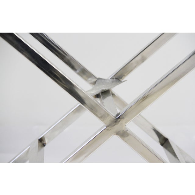 Metal Pasargad Home Forest Steel and Cowhide Bench For Sale - Image 7 of 9