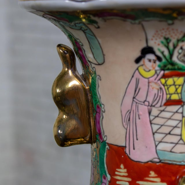 Mid to Late 20th Century Asian Porcelain Rose Medallion Vase Andrea by Sadek Hand Painted For Sale - Image 9 of 18
