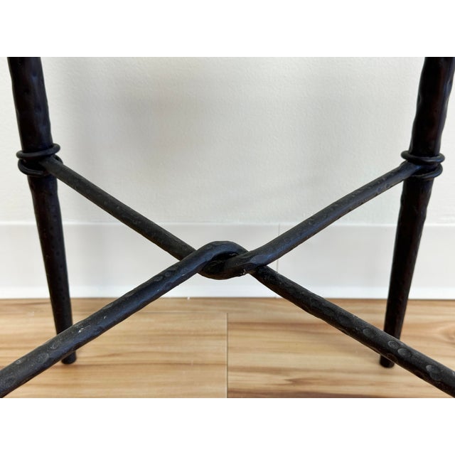 Black Vintage Hammered Cast Iron Table With Woven Top For Sale - Image 8 of 8