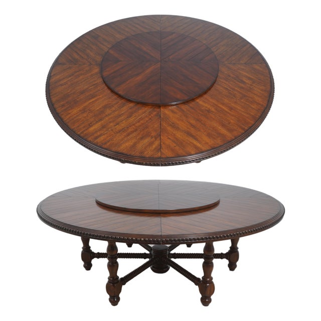 Large Round Barley Twist Mahogany Dining Table For Sale