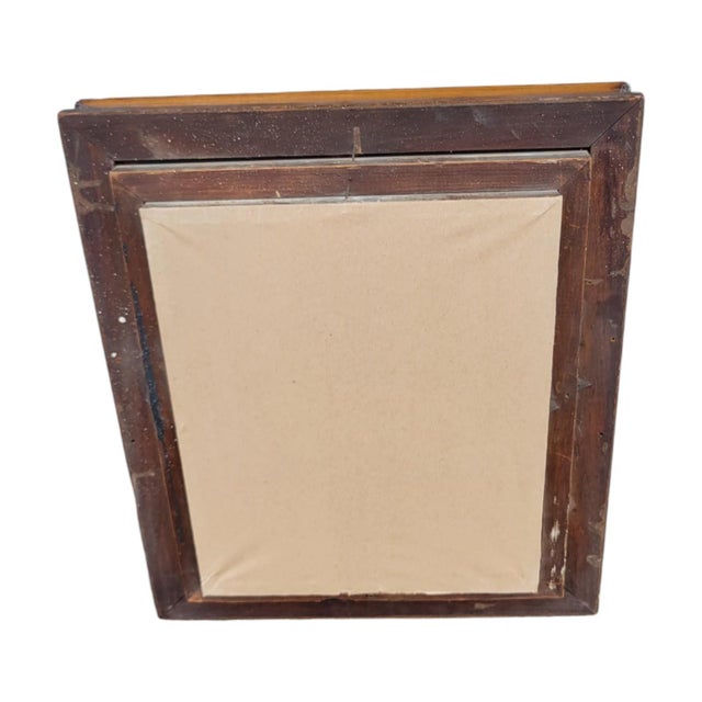 19th Century 19th Century Antique Walnut Mirror Hand Carved Frame With Gilded Inner Trim For Sale - Image 5 of 12