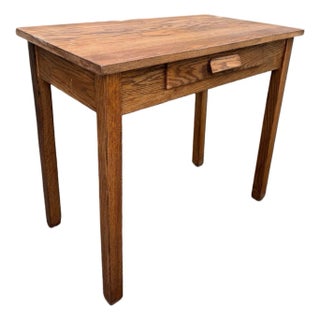 Vintage Solid Oak One-Drawer Writing Desk or Console Table, Refinished For Sale