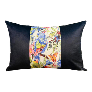 Handmade Black Velvet Lumbar Cushion Cover