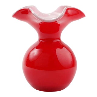 Kenneth Ludwig Chicago Red Hibiscus Glass Vase For Sale