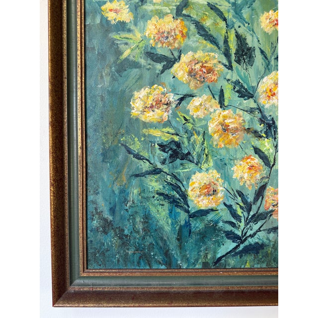 Wood 1980’s Vintage Qeri Wister Floral Still Life Oil on Canvas Painting, Framed For Sale - Image 7 of 14