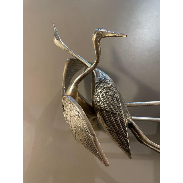 Copper Vintage Brass Crane Figurines-Pair For Sale - Image 8 of 12