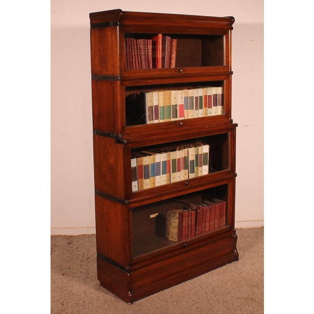 Four-Section Mahogany Bookcase with a Projecting Front from Globe Wernicke For Sale - Image 5 of 12