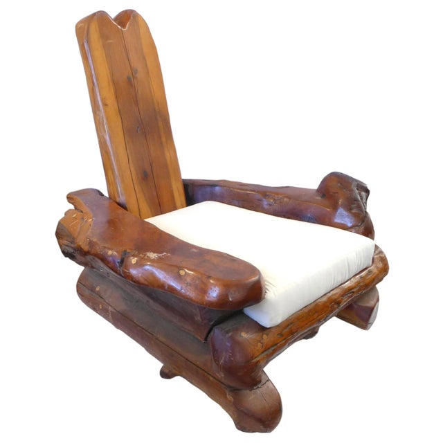 1960s 1960s Massive California Craft Redwood Lounge Chair For Sale - Image 5 of 5