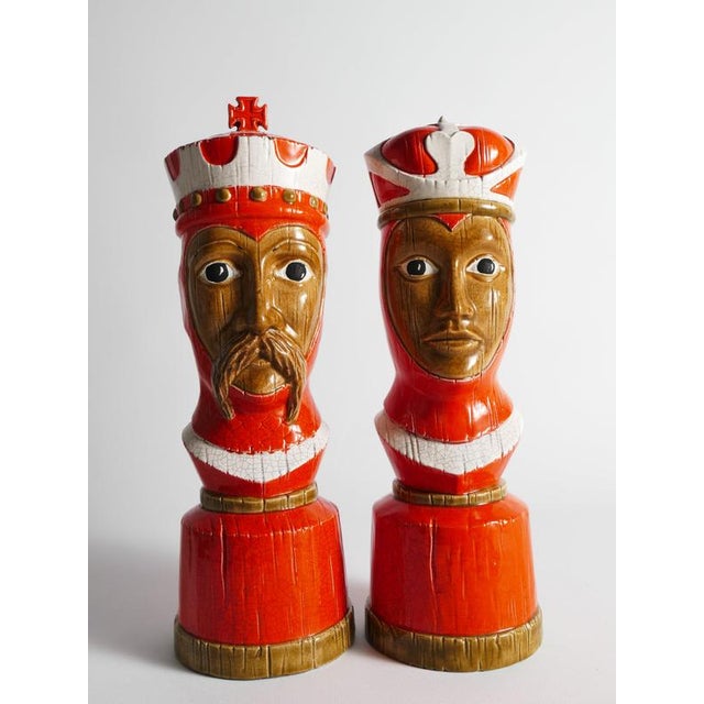 Italian Ceramic King and Queen Chess Piece Sculptures by Bitossi, 1960s, Set of 2 For Sale - Image 12 of 18