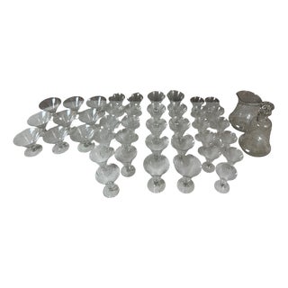 Vintage Crystal Glasses, 1940s, Set of 43 For Sale