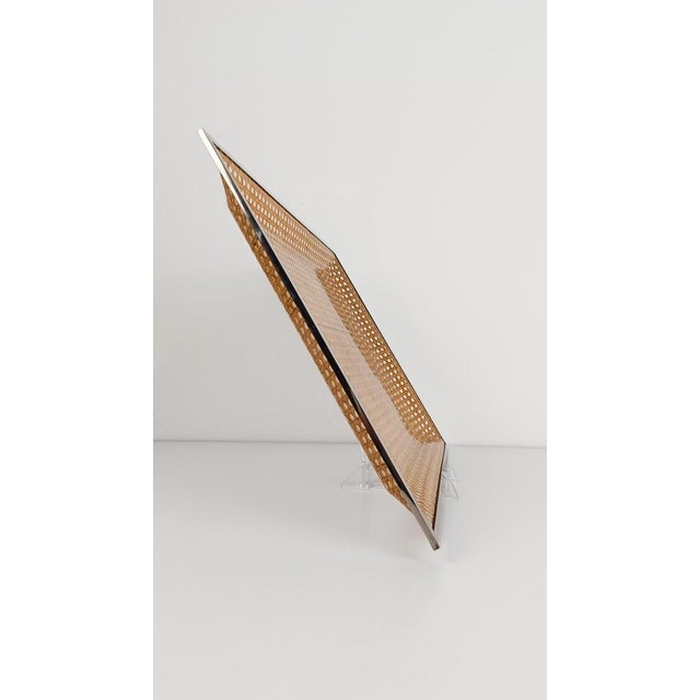 Large Acrylic Glass, Cane Webbing and Chrome Serving Tray in the style of Christian Dior, 1970s For Sale - Image 13 of 18