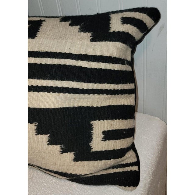 Early 20th Century Geometric Hand Woven Black White Bolster Pillows For Sale - Image 5 of 6
