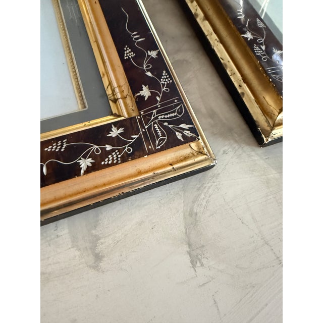 Antique Picture Frames With Original Patent Label, Gold Ornamented Bevel - Pair For Sale - Image 4 of 12