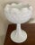 Standing 9” tall and 7”diameter this vintage oversized milk glass bowl is perfect to serve at a breakfast buffet, a candy...